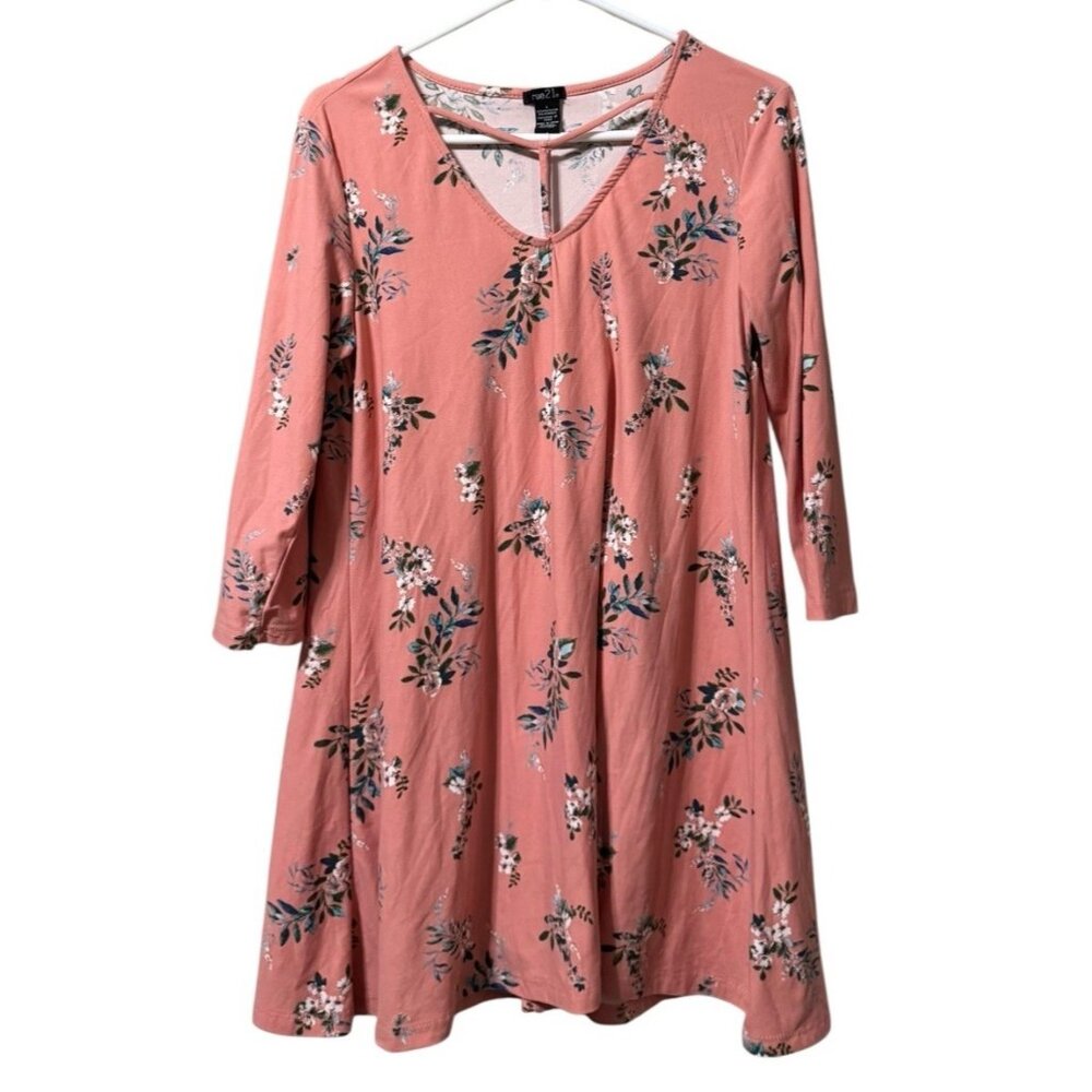 Rue 21 Women Long Sleeve Dress Size Large Floral Cottagecore Stretch Peasant